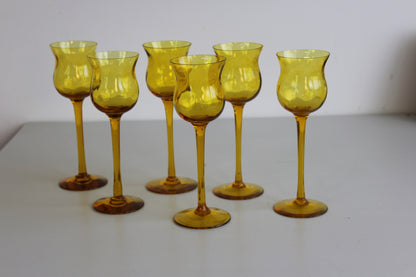 6 Amber Wine Glasses - Kernow Furniture