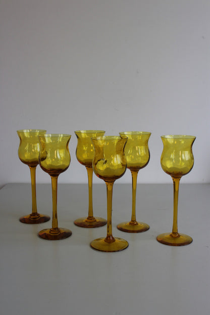 6 Amber Wine Glasses - Kernow Furniture