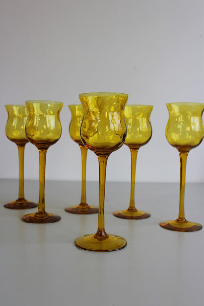 6 Amber Wine Glasses - Kernow Furniture