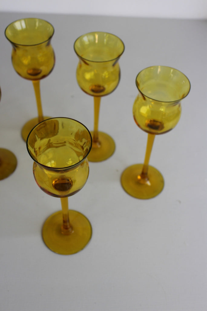 6 Amber Wine Glasses - Kernow Furniture