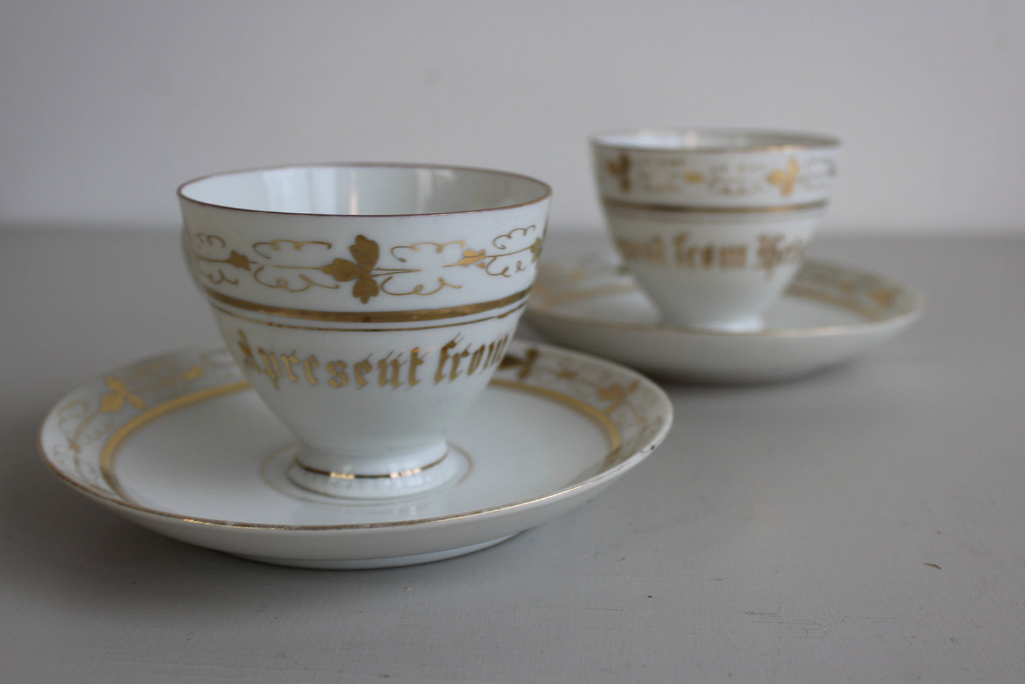 Pair Vintage Helston Souvenir Cup & Saucer - Kernow Furniture