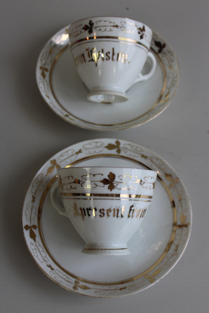 Pair Vintage Helston Souvenir Cup & Saucer - Kernow Furniture