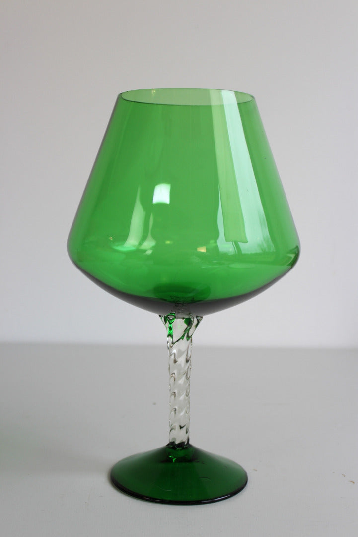 Large Retro Green Glass Vase - Kernow Furniture