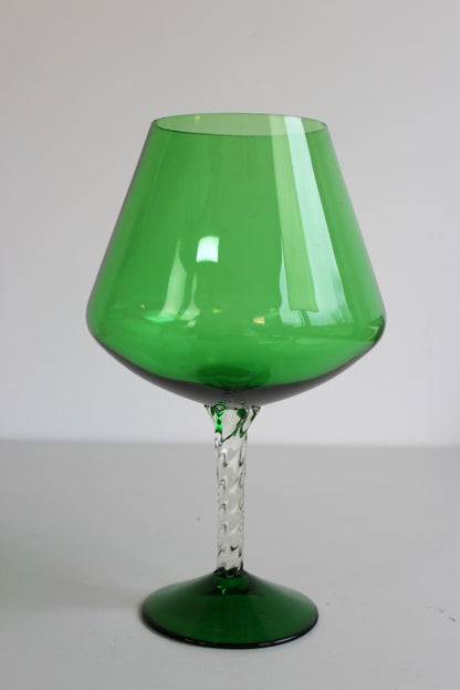 Large Retro Green Glass Vase - Kernow Furniture