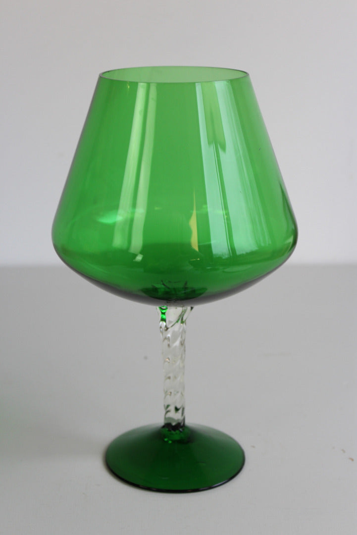 Large Retro Green Glass Vase - Kernow Furniture