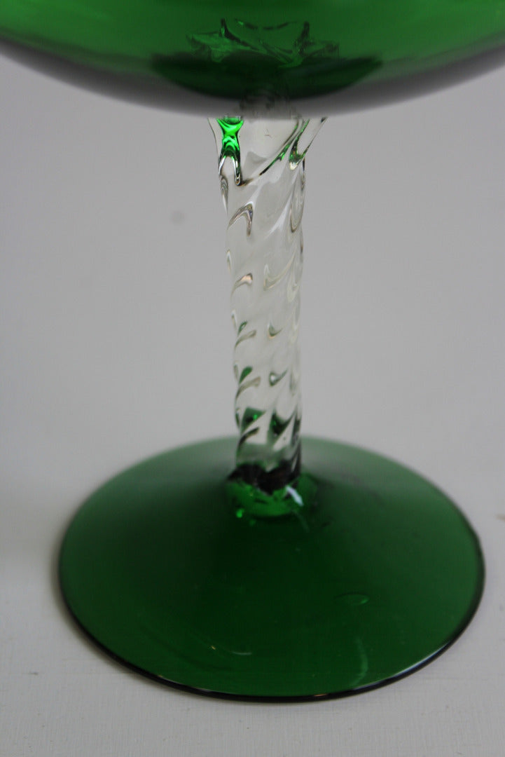 Large Retro Green Glass Vase - Kernow Furniture