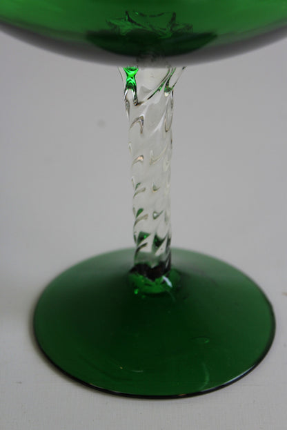 Large Retro Green Glass Vase - Kernow Furniture