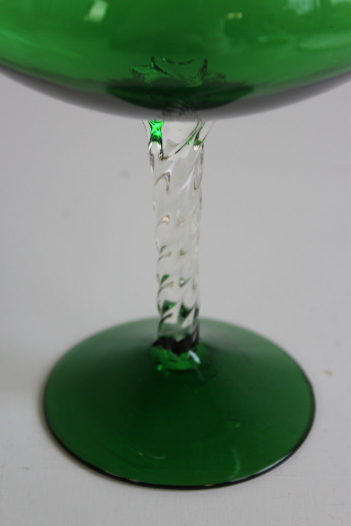 Large Retro Green Glass Vase - Kernow Furniture