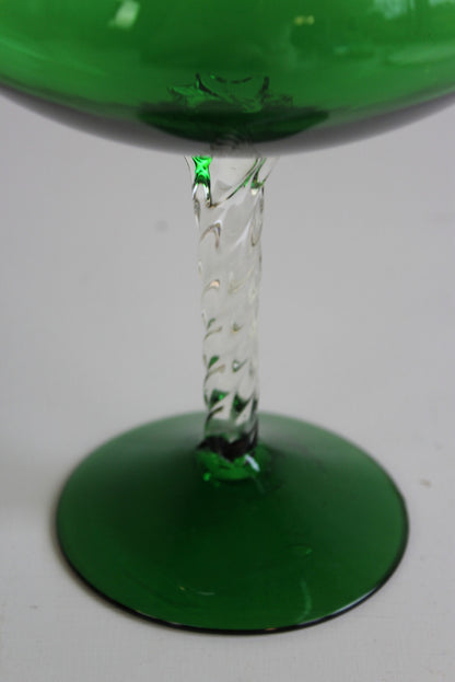 Large Retro Green Glass Vase - Kernow Furniture