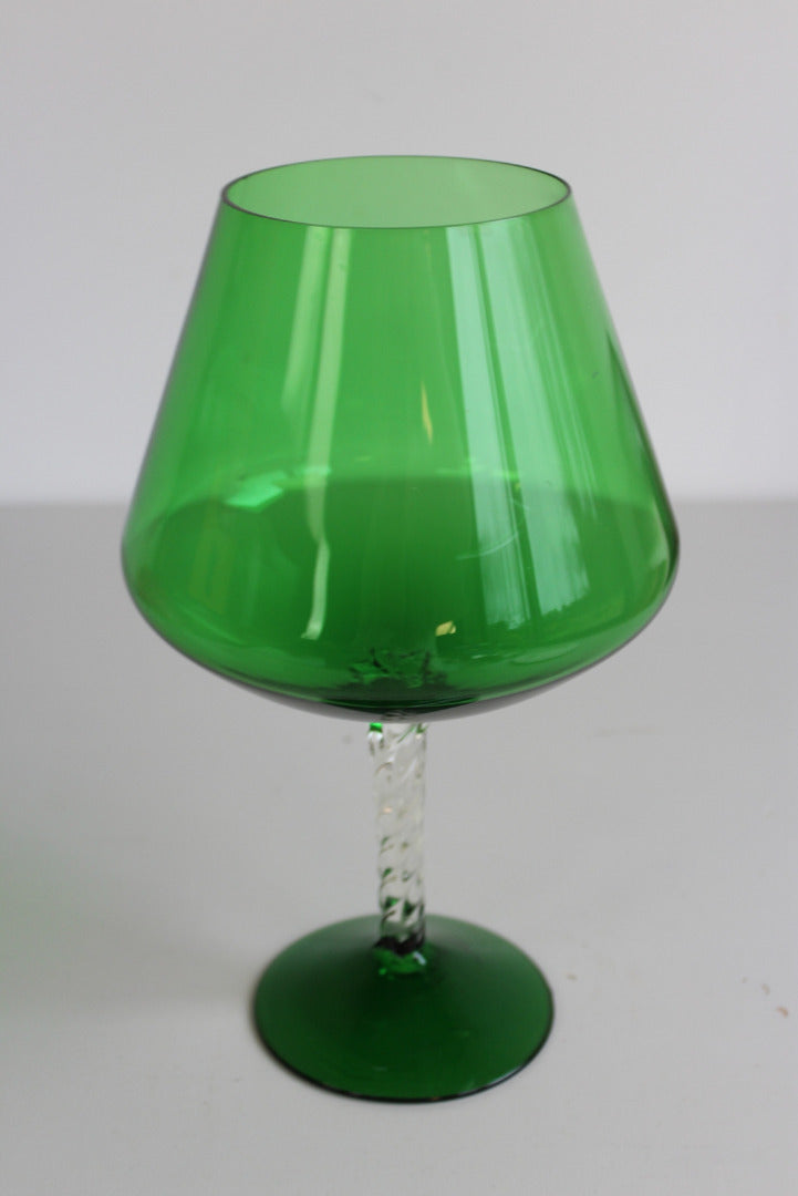 Large Retro Green Glass Vase - Kernow Furniture