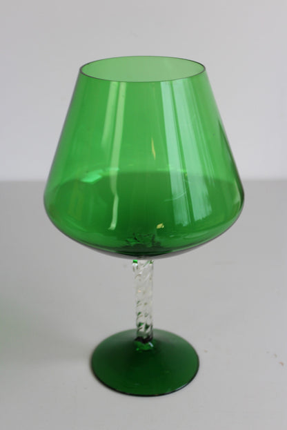 Large Retro Green Glass Vase - Kernow Furniture