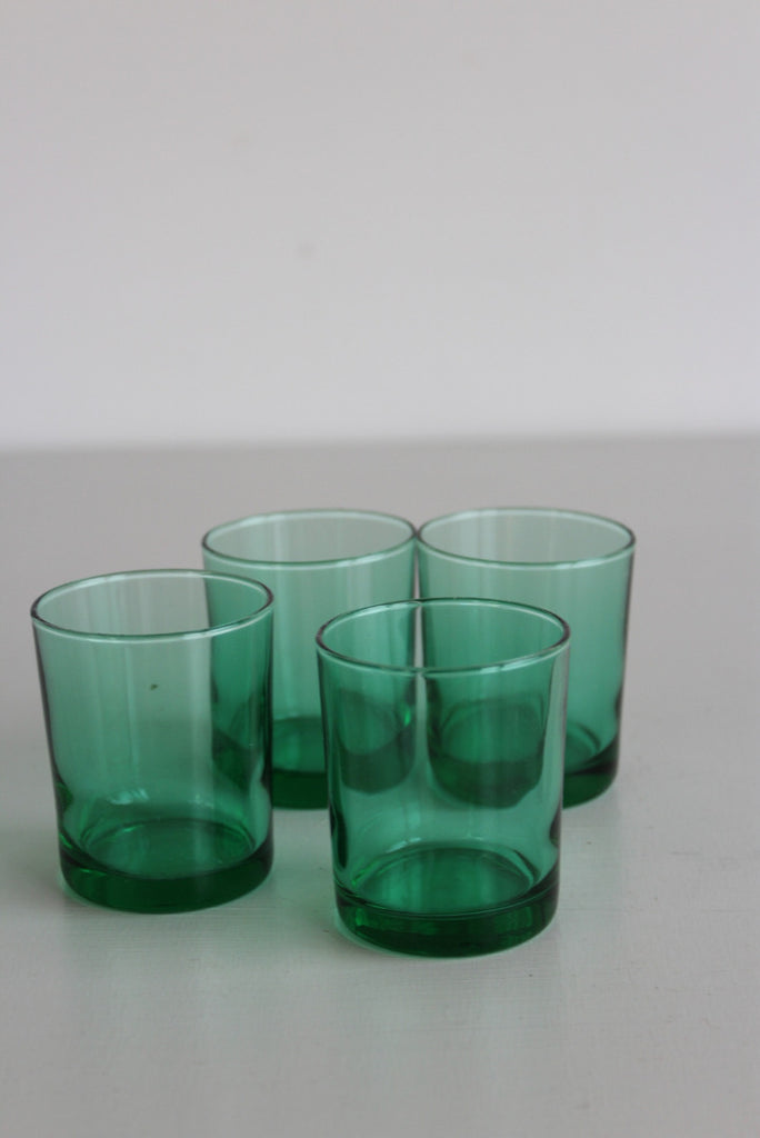 4 Vintage Green Glasses - Kernow Furniture