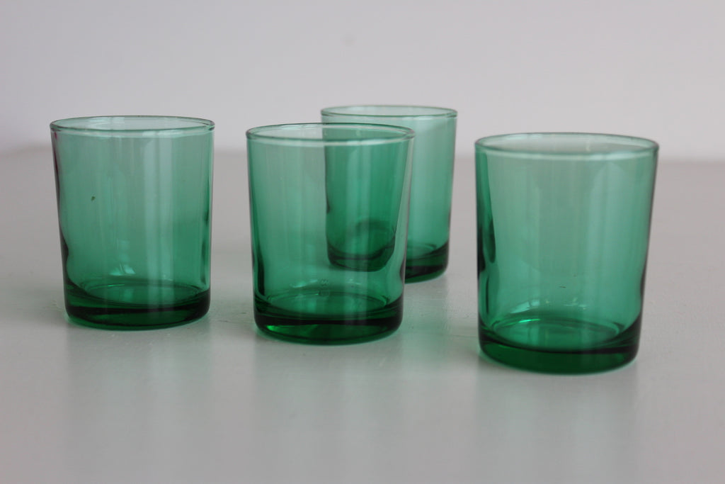 4 Vintage Green Glasses - Kernow Furniture
