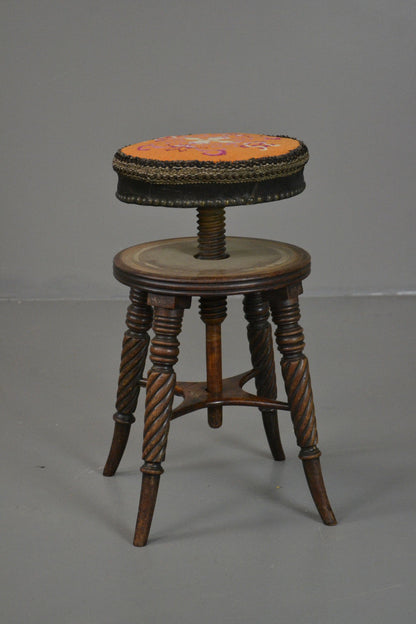 19th Century Mahogany Adjustable Music Piano Stool - Kernow Furniture