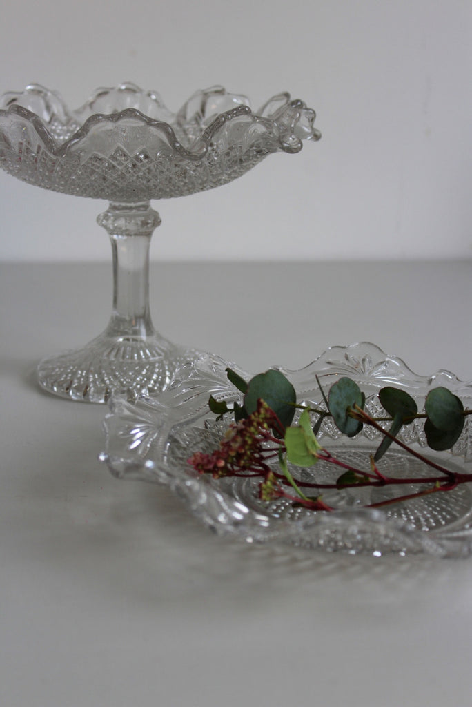 Vintage Glass Dish & Bon Bon Dish - Kernow Furniture