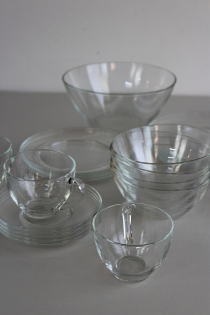 Arcoroc Glass Tea Set & Plates - Kernow Furniture