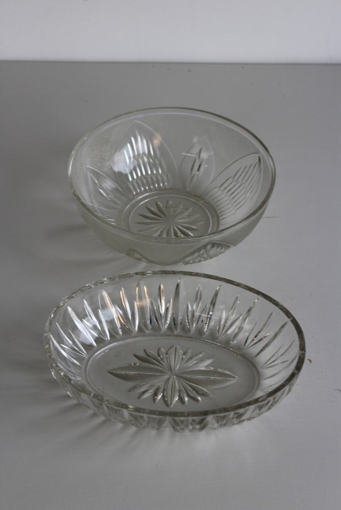 2 Vintage Glass Bowls - Kernow Furniture