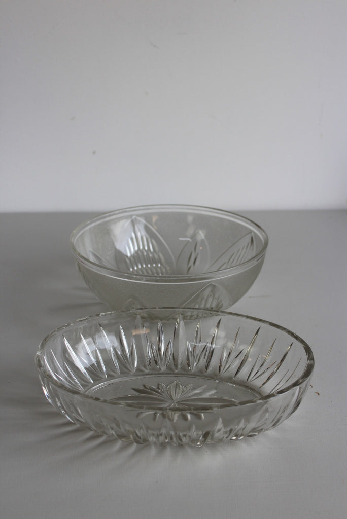 2 Vintage Glass Bowls - Kernow Furniture