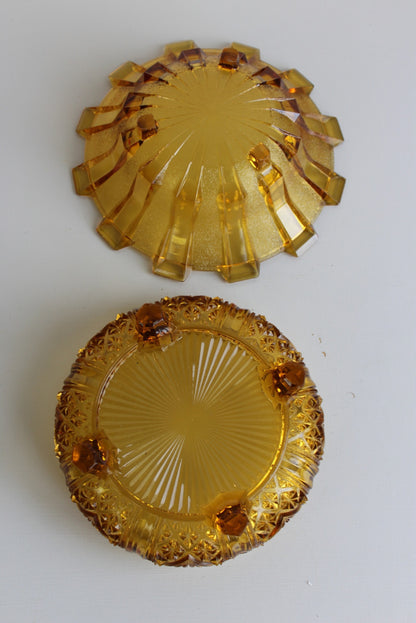 Pair Amber Glass Bowls - Kernow Furniture