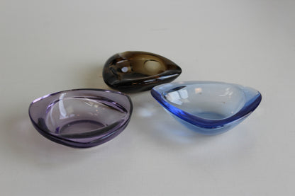 3 Retro Glass Bowl & Ashtray - Kernow Furniture