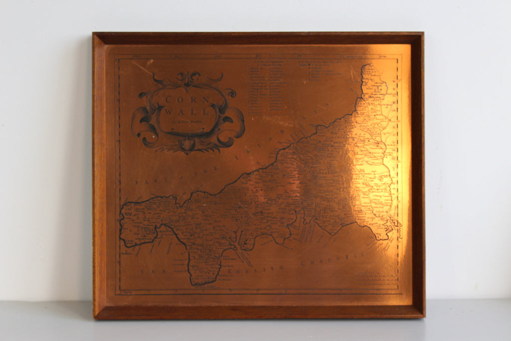 Etchmaster Copper Cornwall Map - Kernow Furniture