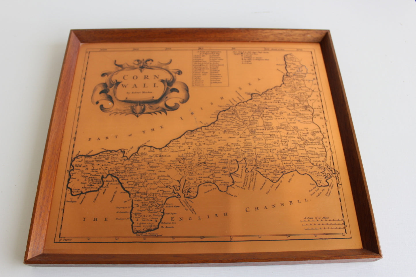 Etchmaster Copper Cornwall Map - Kernow Furniture