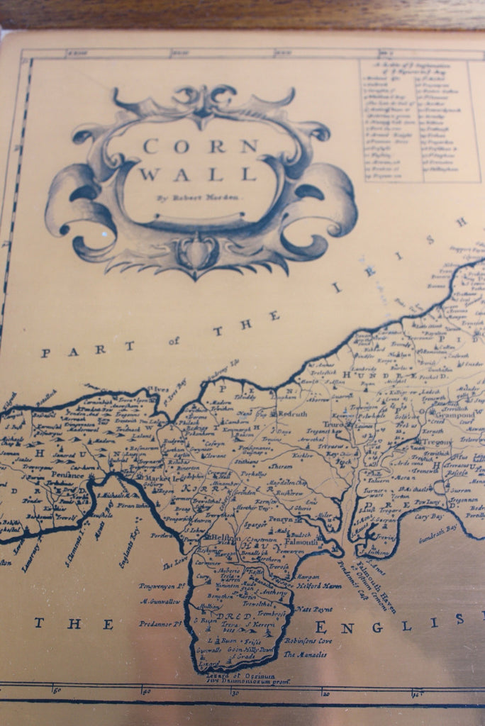 Etchmaster Copper Cornwall Map - Kernow Furniture