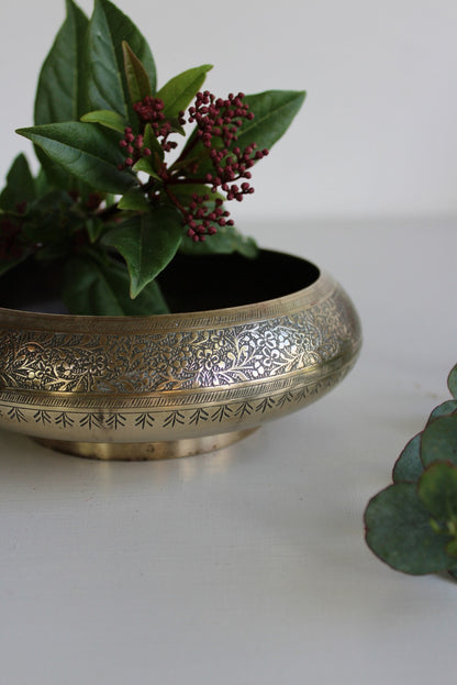 Vintage Indian Brass Bowl - Kernow Furniture