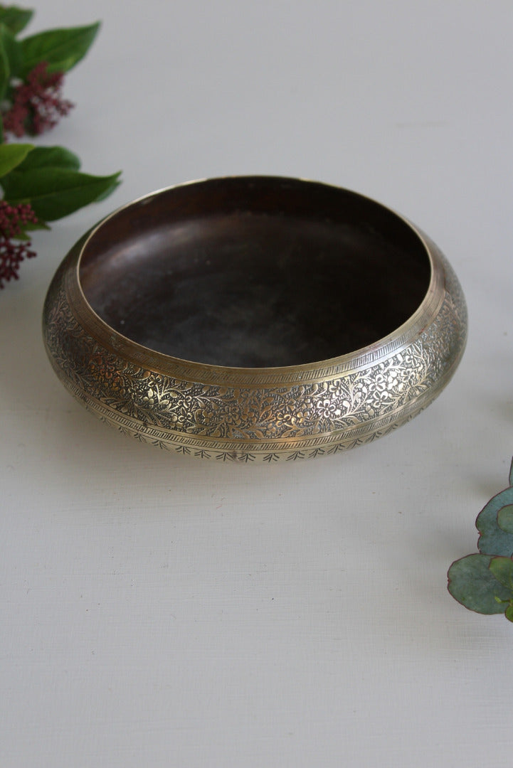 Vintage Indian Brass Bowl - Kernow Furniture