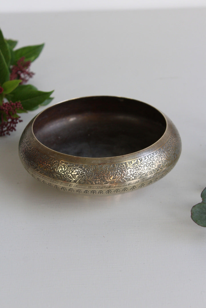 Vintage Indian Brass Bowl - Kernow Furniture