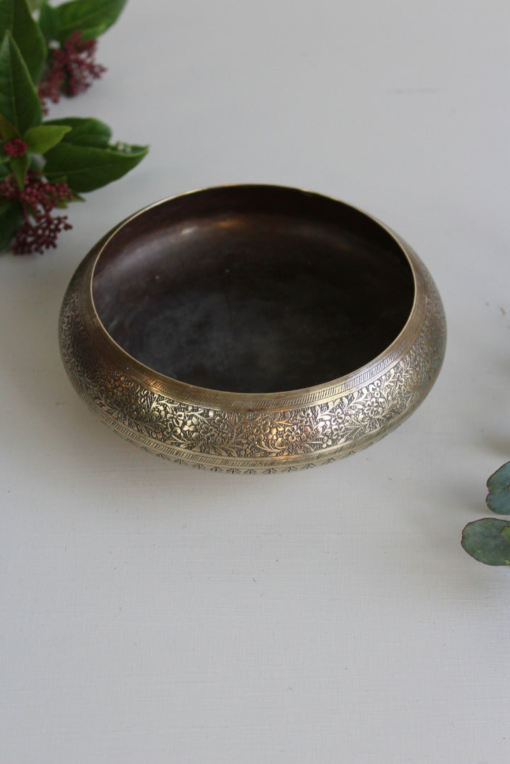 Vintage Indian Brass Bowl - Kernow Furniture