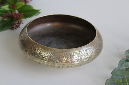 Vintage Indian Brass Bowl - Kernow Furniture