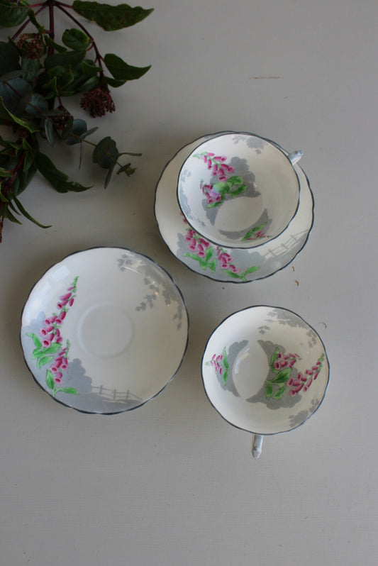 Pair New Chelsea Foxglove Cups & Saucers - Kernow Furniture