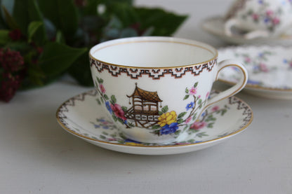 Aynsley Japanese Garden Cups & Saucers - Kernow Furniture