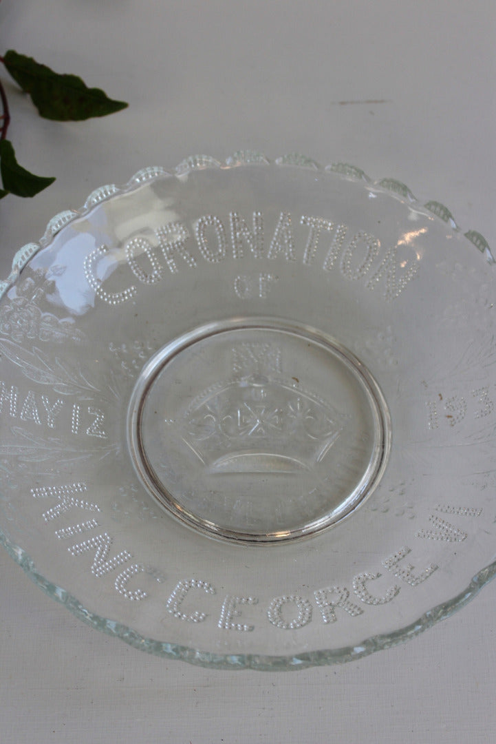 King George VI Coronation Glass Plate - Kernow Furniture