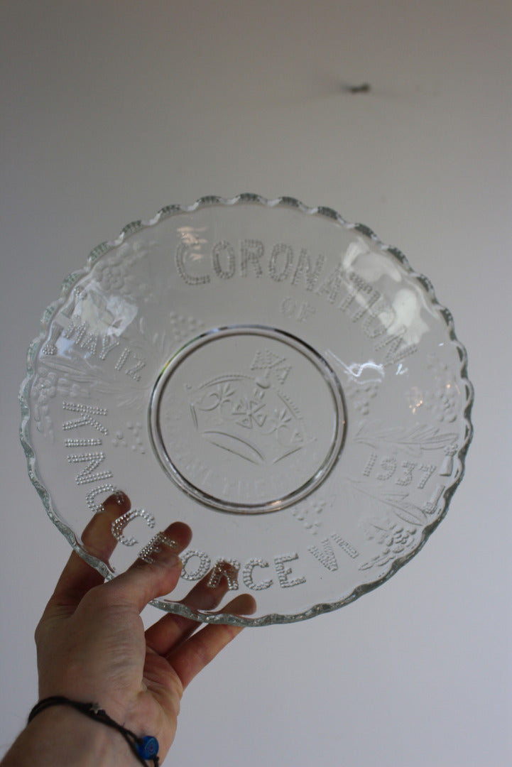 King George VI Coronation Glass Plate - Kernow Furniture