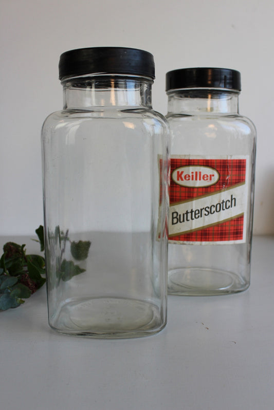 Pair Large Vintage Glass Sweet Jars - Kernow Furniture