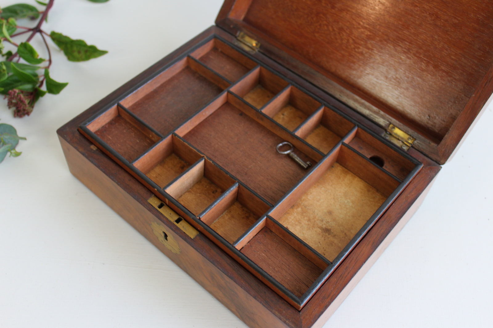 Antique Walnut Work Box - Kernow Furniture