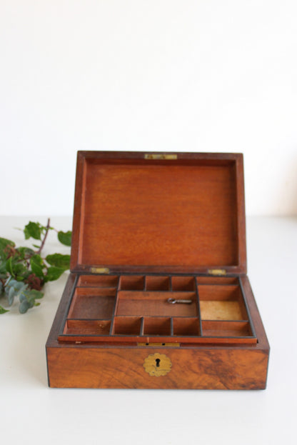 Antique Walnut Work Box - Kernow Furniture