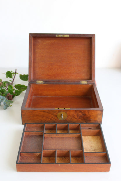 Antique Walnut Work Box - Kernow Furniture