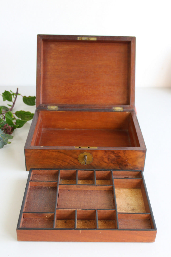 Antique Walnut Work Box - Kernow Furniture