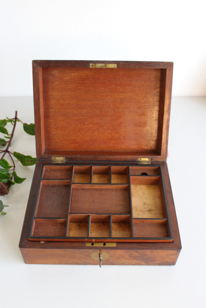 Antique Walnut Work Box - Kernow Furniture