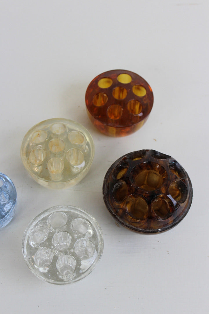 5 Vintage Glass Flower Frogs - Kernow Furniture