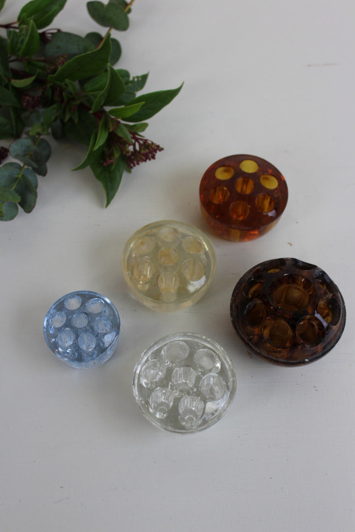 5 Vintage Glass Flower Frogs - Kernow Furniture