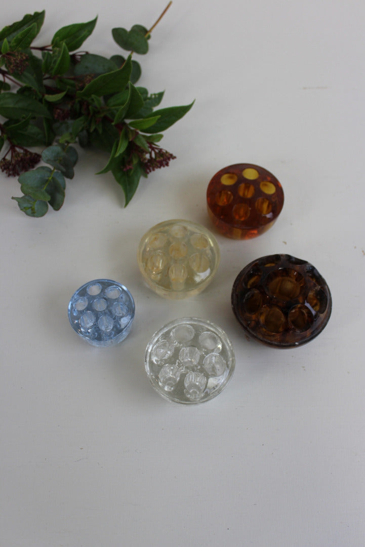 5 Vintage Glass Flower Frogs - Kernow Furniture