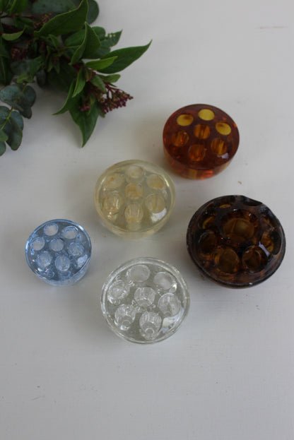 5 Vintage Glass Flower Frogs - Kernow Furniture