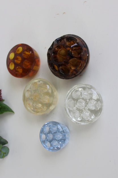 5 Vintage Glass Flower Frogs - Kernow Furniture