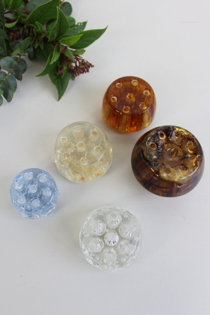 5 Vintage Glass Flower Frogs - Kernow Furniture