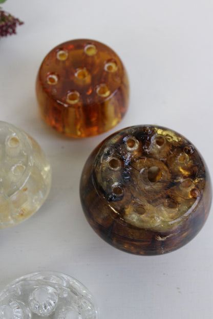 5 Vintage Glass Flower Frogs - Kernow Furniture