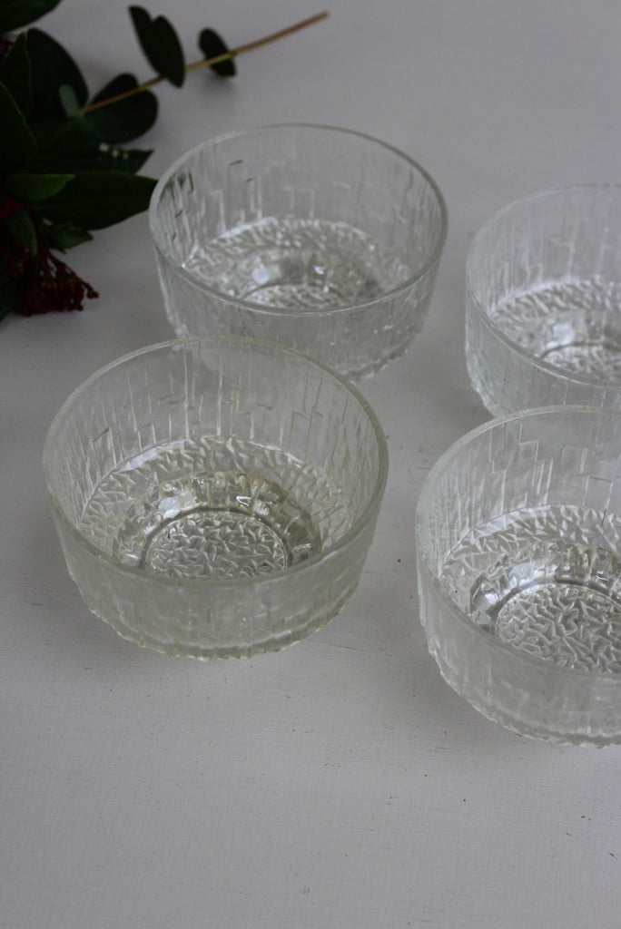 4 Retro Ravenhead Glass Dessert Bowls - Kernow Furniture